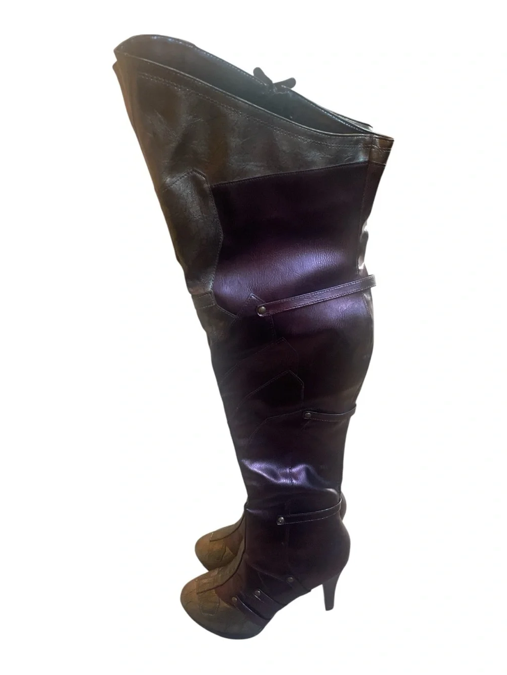 Wonder Woman Costume Boots 9 Burgundy Purple Gold Thigh High Cosplay Heel